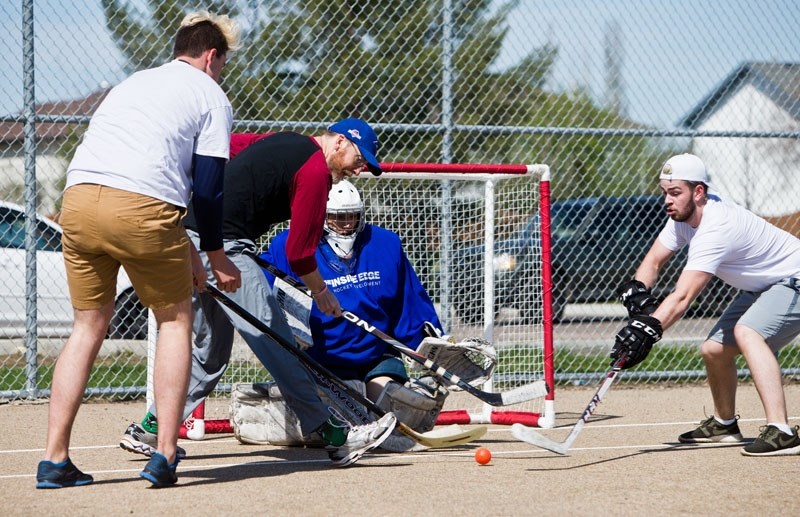 Scene from the Play for Play hockey tournament at Bellerose High School on Thursday. The event collected monetary and sports equipment donations to help other kids get into