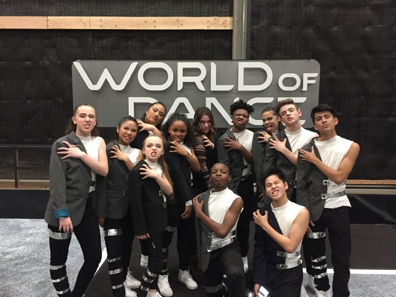 St. Albert hip hop dancer Josh Beauchamp joins the immaBeast crew outside World of Dance headquarters signalling their savage claws. Beauchamp stands in the back row second