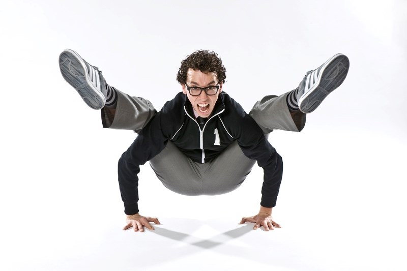 Jonathan Burns shows a hint of his extraordinary flexibilty &#8211; a teaser for his International Children&#8217;s Festival of the Arts show running until June 4 running at