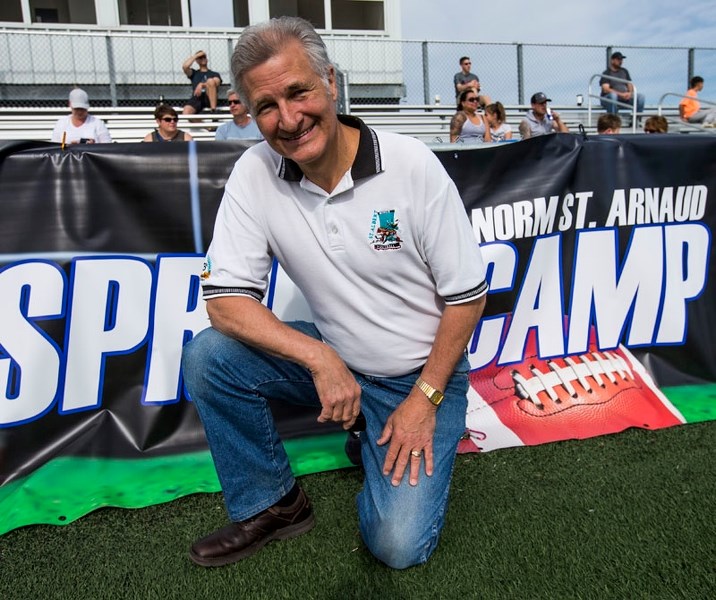 HONOUREE – The St. Albert Minor Football Association renamed its annual spring camp in honour of Norm St. Arnaud