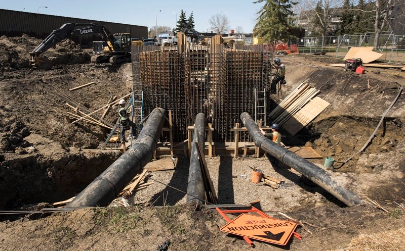 A form takes shape at the Project 9 site north of the river and east of St. Albert Trail as seen in St. Albert May 8. The work along and near Rivercrest Crescent is a rare