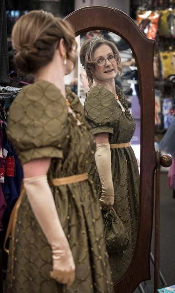 St. Albert ballroom dance instructor Sabrina Thieven models a Regency style gown from Karries Kostumes. Thieven is giving a series of dance lessons for the Pride and