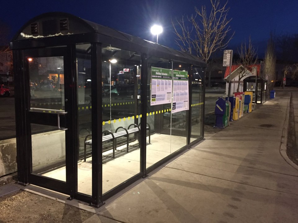 Two enclosed, heated bus shelters now sit at the St. Albert Centre Exchange.
