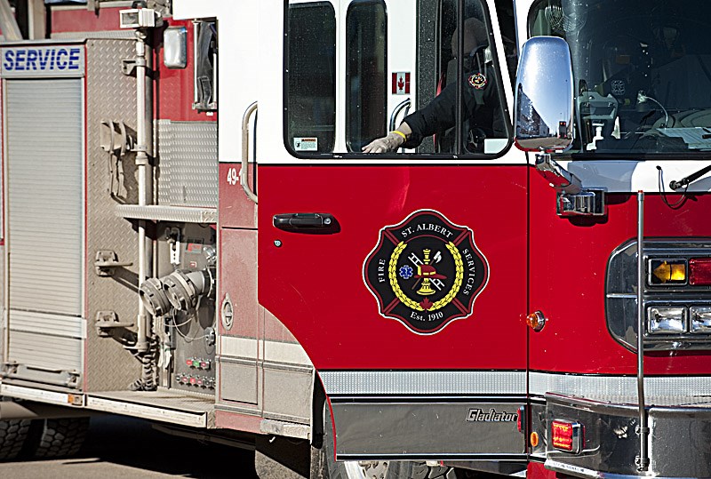 Firetruck on a call in St. Albert March 20, 2017.