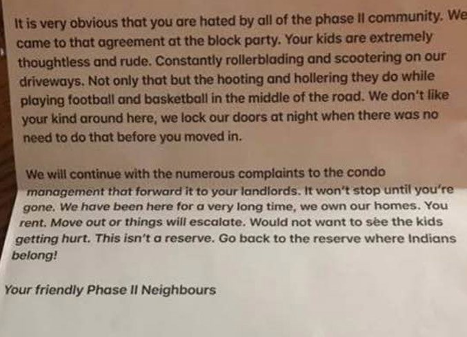 WEB hateful letter