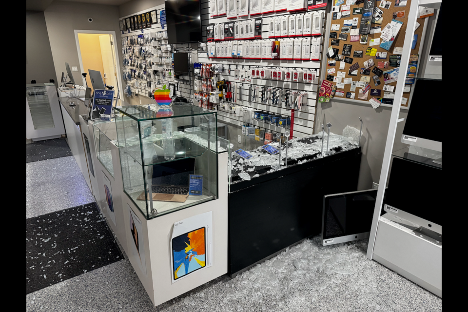 The inside of One Bite Technology on May 22 after the break-in occurred. 
