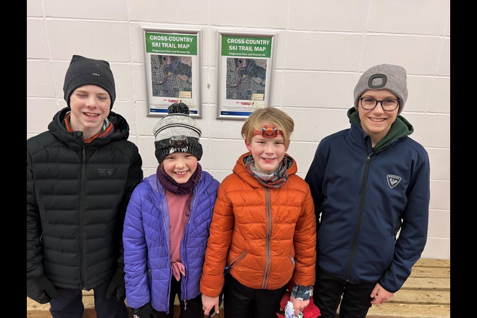 (left to right) Youth skiers Erik Christianson, Peyton Malott, Ethan Malott, and Oliver Price are competing at this year's Alberta Winter Games on Feb. 16 - 19. SUPPLIED/Photo