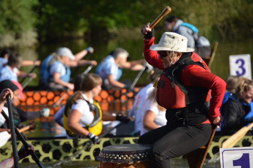 A dragon boat drummer steadily beats as their team races to the finish. The 2023 Stratford Rotary Dragon Boat Festival was this Saturday. The festival continues to be the biggest fundraiser for the Rotary Club. 