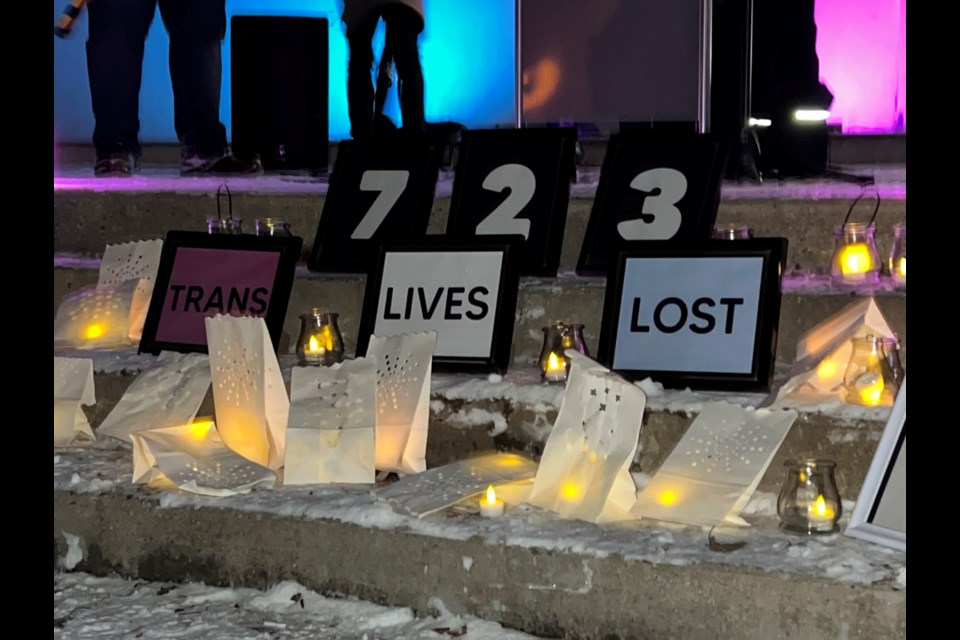 The number of trans lives lost, displayed at the vigil ending Trans Pride Week.