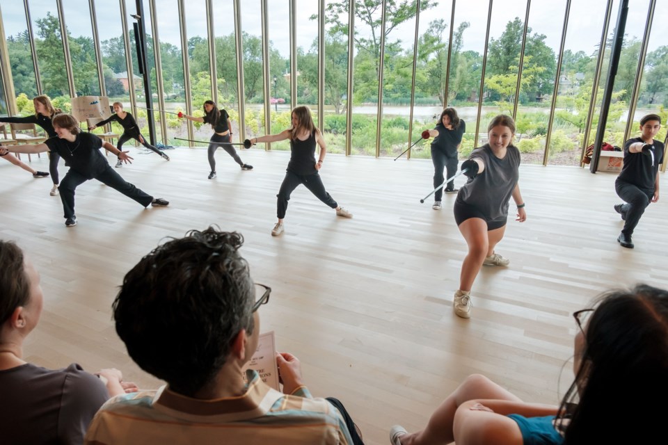 Fencing was the order of the day at this session of the Festival's Theatre Arts Camp. (Scott Wishart Photo)