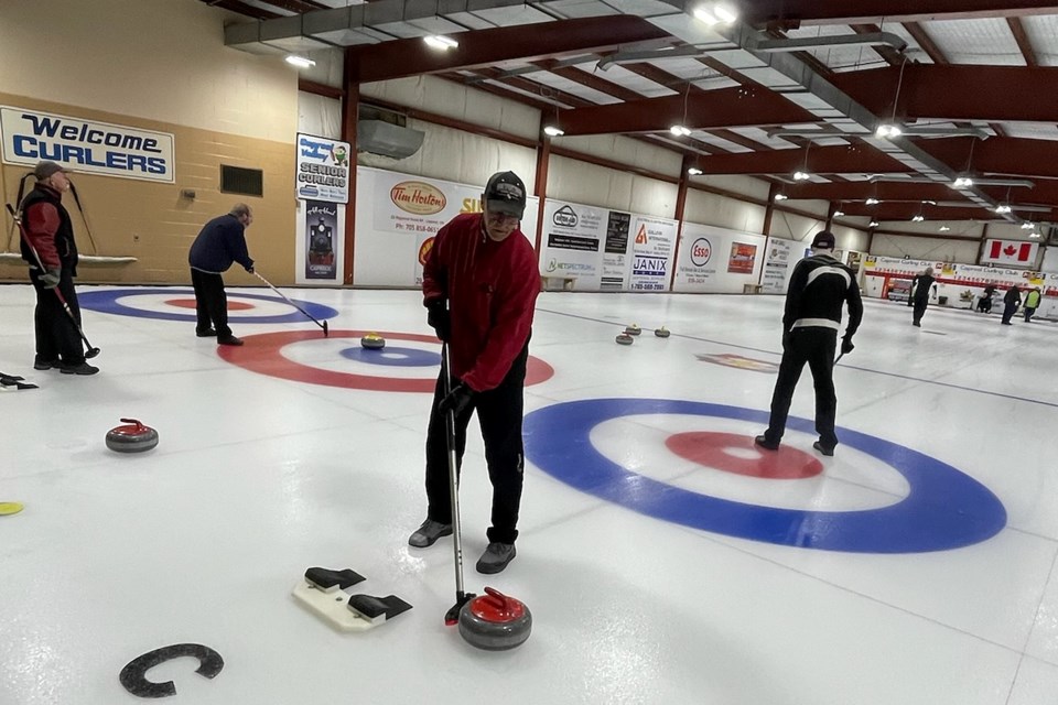 Curling action at the Capreol Curling Club, which recently had to deal with extremely high insurance premiums in the neighbourhood of $23,000 a year. (Supplied)