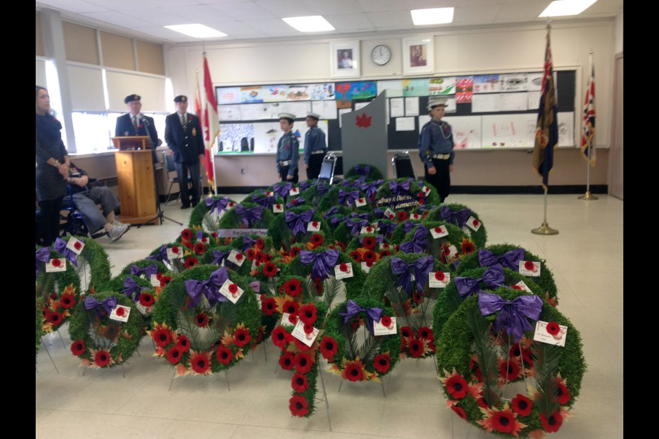 Reader Rick Grylls shared this image of Remembrance Day services at Falconbridge-Garson Legion Br. 336. Close to 300 people attended the service, including the Sudbury Pipe Band, Sudbury Sea Cadets and several active members of Canada's military forces. The services was followed by a luncheon served by the Ladies Auxiliary of Branch 336.