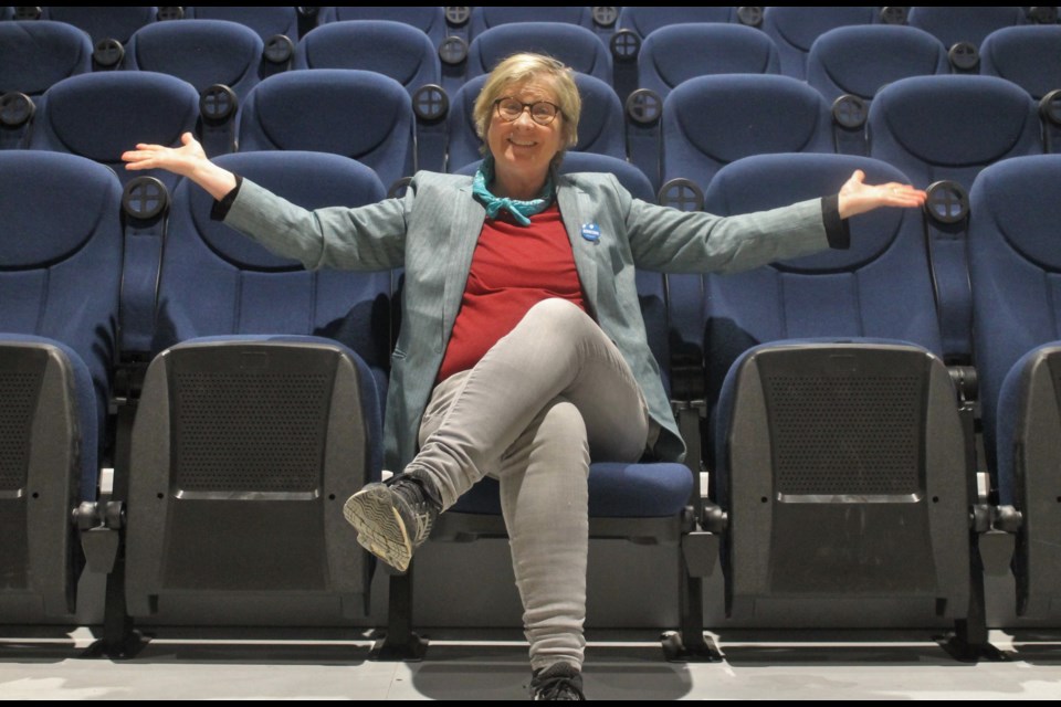 Sudbury Indie Cinema Co-op managing director Beth Mairs in the newly-installed seats. (Annie Duncan/Sudbury.com)