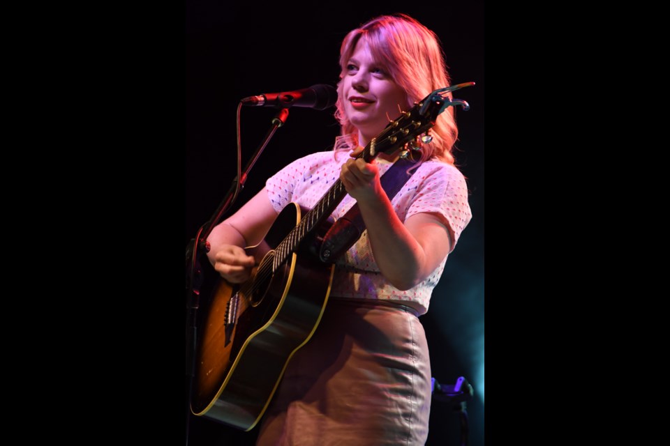 Basia Bulat entertains the crowd at Northern Lights Festival Boréal Sunday evening. (Marg Seregelyi)