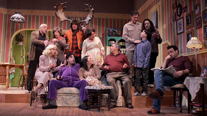 The Sudbury Theatre Centre's latest mainstage production, "Moose on the Loose", contains some wild gesturing, a candy-striped living room, and a big pair of antlers. The hilarious and heartwarming portrayal of Italian immigrants transplanted into Northern Ontario runs Feb. 16 to March 5. Photo by Callam Rodya