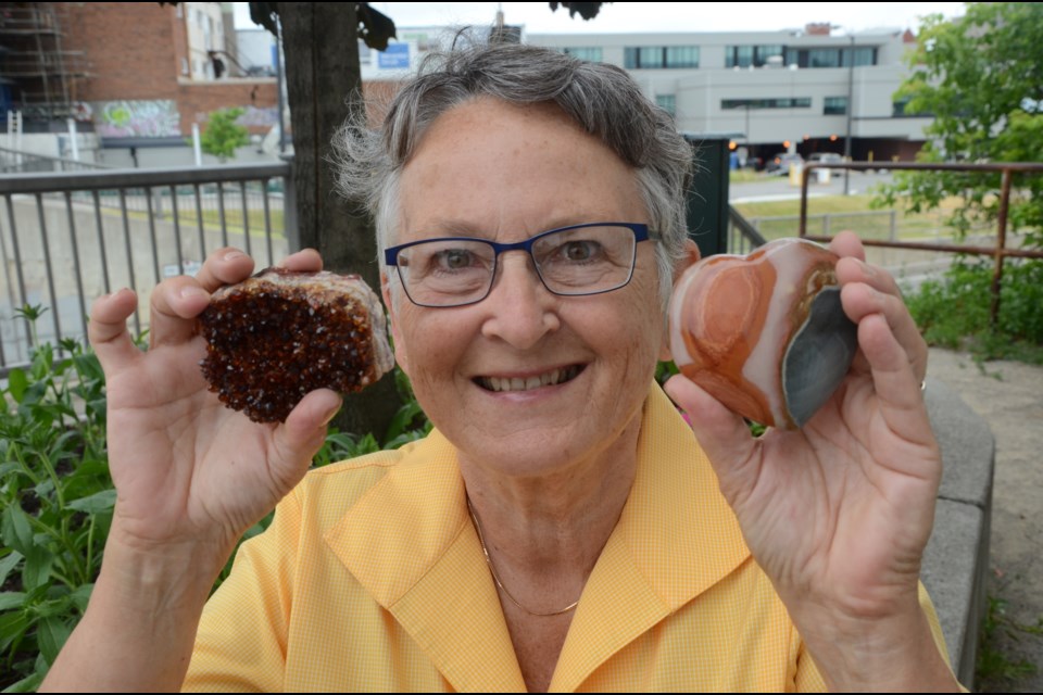 Ruth Debicki shows off a selection of gems and rocks in advance of the 2018 Sudbury Gem and Mineral Show. (File)
