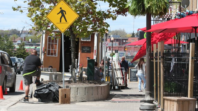 The Townehouse Tavern in downtown Sudbury was once again used for a scene in a movie, during filming for the latest Hallmark Channel flick to be filmed in the region, “For Love and Honor,” starring James Denton of Desperate Housewives fame. Photo: Heather Green-Oliver