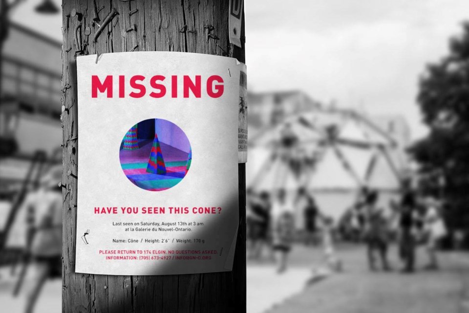 The organizers of the Up Here festival made this missing poster for the artwork stolen from GNO early Sunday morning. Supplied photo.