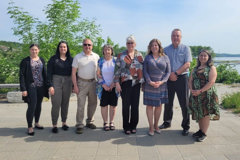 From Left to right: Hollie Chapman, Northern Outreach and Clinical Services; Elyse Greenslade from The Foodshed/Twin Forks Community Garden; Earl and Mardi Mumford from Trinity United Church Lively, Ward 12 Coun. Jocelyne Landy Altman, Sudbury MP Viviane Lapointe, Science North director of organizational development, Nick Ayre, and Giulia Carpenter, executive director at the Sudbury Women’s Centre. 