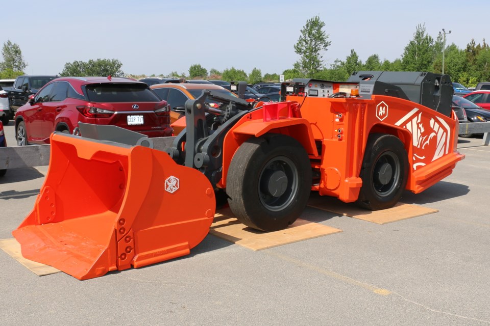 A Sandvik battery electric LHD two-yard scooptram was donated to Cambrian College this past week during the BEV In Depth battery electric vehicle conference. 