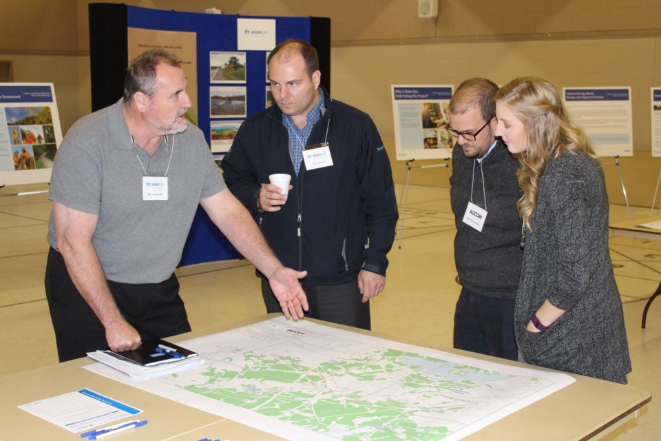 Representatives from Union Gas and Aecom held a public information session at the Garson Community Centre on Dec. 1 about the proposed 2018 Sudbury Lateral Pipeline Replacement. Photo: Matt Durnan