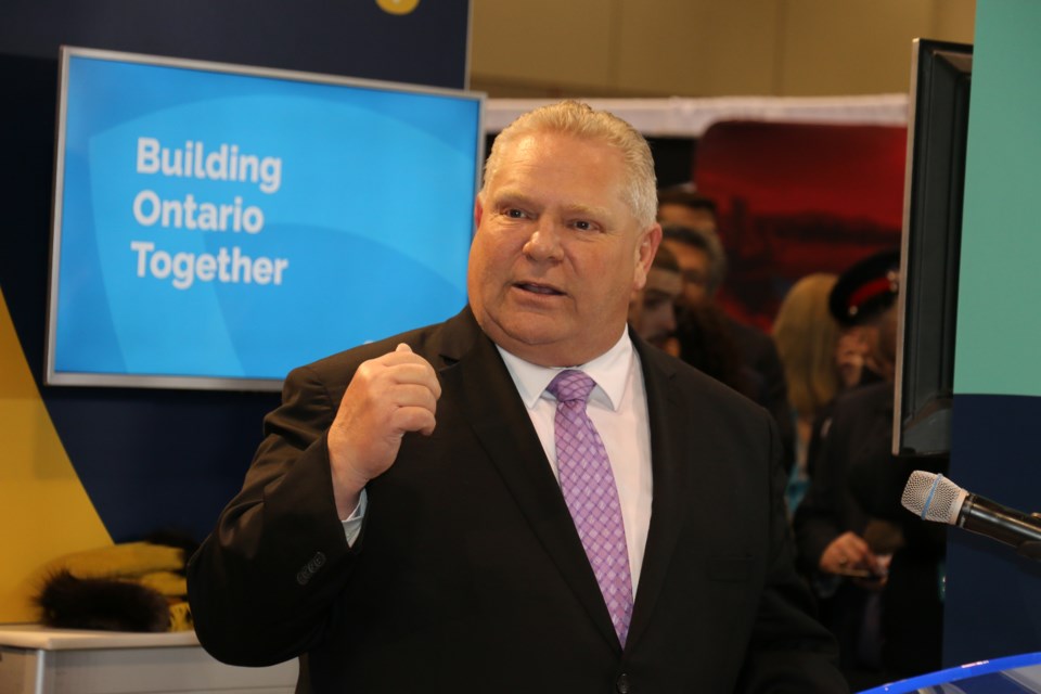 Premier Doug Ford at a press conference at the Prospectors and Developers of Canada conference in Toronto March 2. (Len Gillis/Sudbury Mining Solutions Journal)
