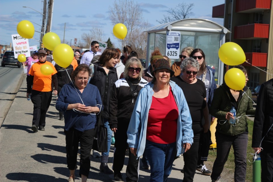 Dozens of loved ones, friends and supporters turned out May 3 for a march and vigil in New Sudbury for four missing area women: Wendy Lafortune, Parisa, Shanda Playford and Juanita Migwans.