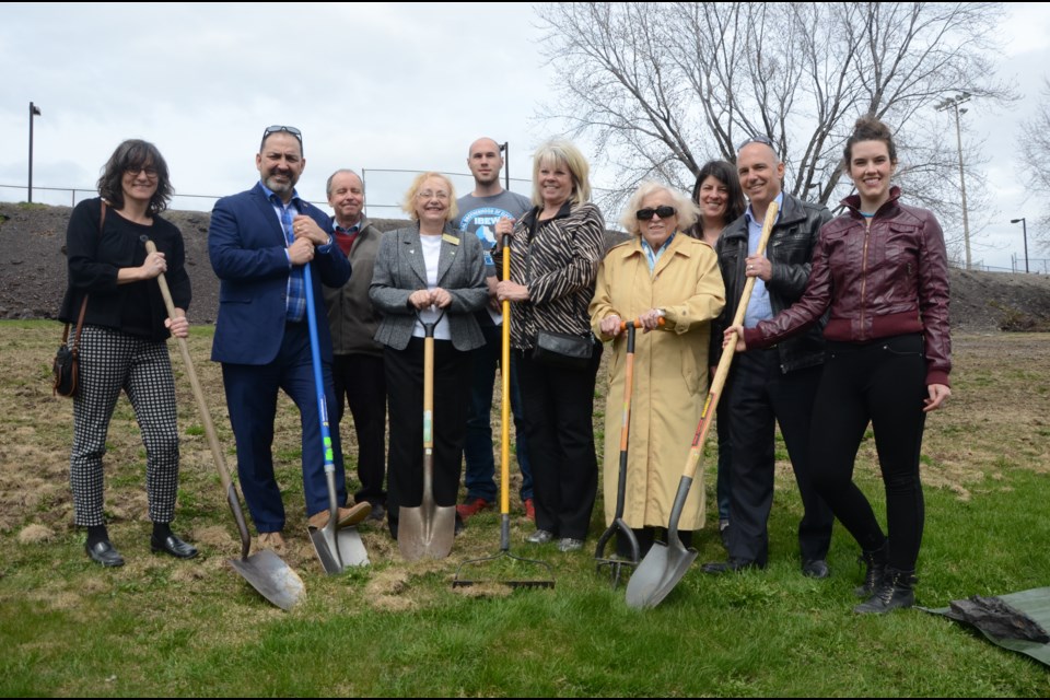 Dignitaries and guests participate in a groundbreaking to officially kick off Sudbury's first food forest, located at Delki Dozzi Park. (Arron Pickard)