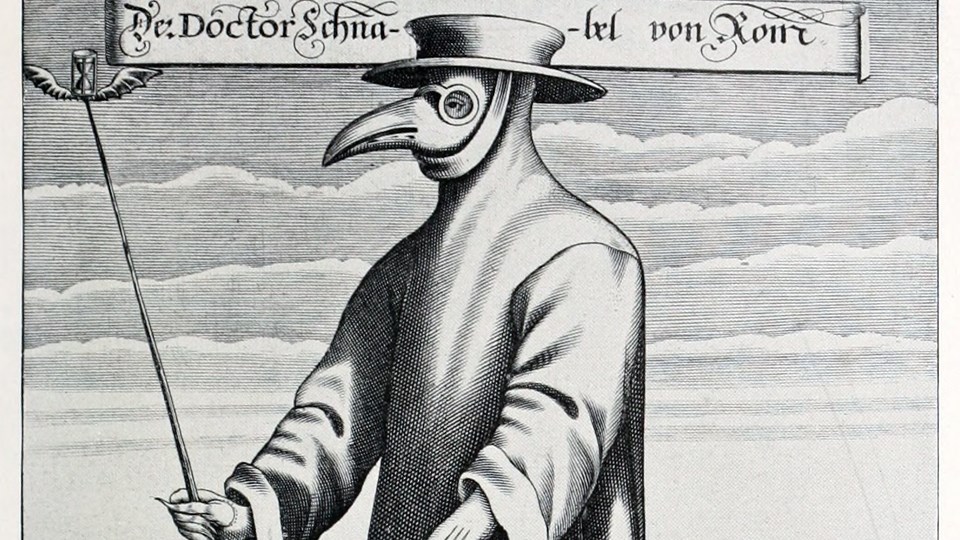 Doctors battling the bubonic plague began wearing the prototypical version of a hazmat suit in around the 1600s. The early personal protective equipment consisted of a bird mask with the beak stuffed with aromatic herbs to filter the air (it was believed disease was spread through bad, foul-smelling air at the time), a leather outfit to cover the skin, goggles, a traditional doctor’s hat and a long stick, that allowed the doctor to keep a safe distance from a patient but give him the ability to direct others in moving limbs and repositioning the patient. This engraving of a Marseilles, France, plague doctor was produced by Paul Fürst in 1721, and depicts “Dr. Beaky of Rome.” (Public domain)