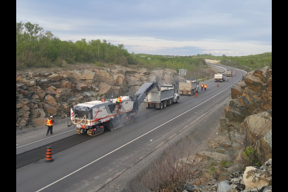 A five-kilometre stretch of Highway 17 near Sudbury was rehabilitated this week using a 3D-scanning model that allowed the construction crew to finish its work days ahead of schedule. (Supplied)
