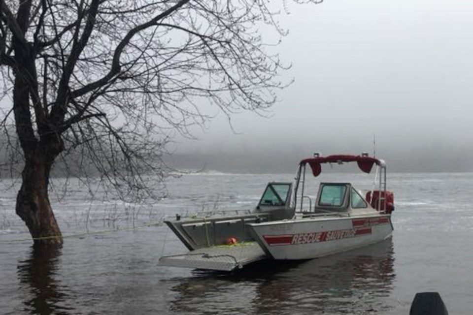 The old Skead volunteer fire department Lake Wanapitei rescue boat is seen in 2018.