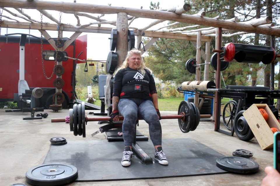 Kari Thibeault’s favourite event is the deadlift. In the photo, she’s hefting more than 360 pounds. 
