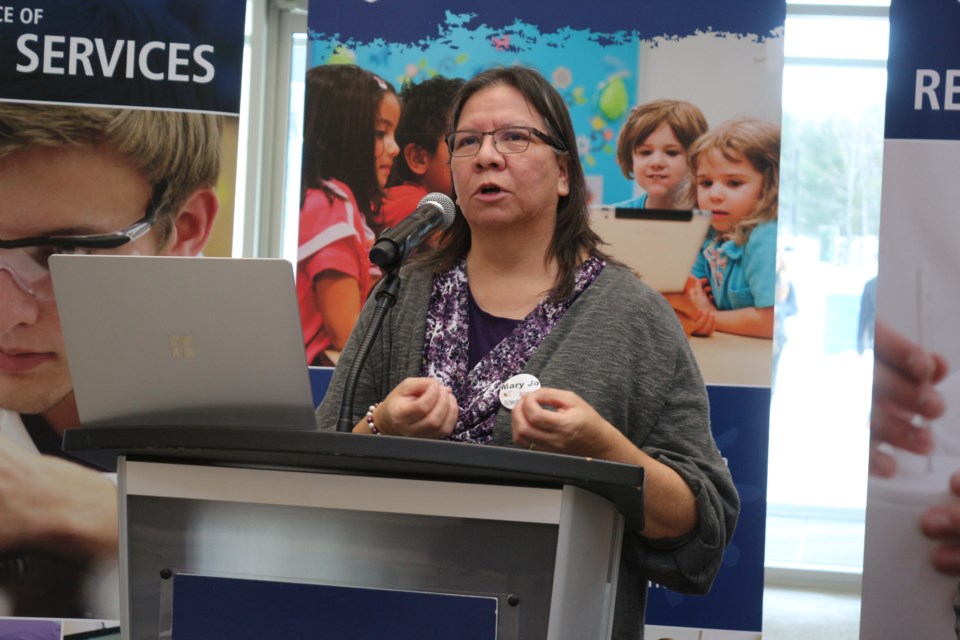 Mary Jo Wabano, Naandwechige-Gamig Wikwemikong health services director, speaks at Laurentian University Jan. 8. (Heidi Ulrichsen/Sudbury.com)