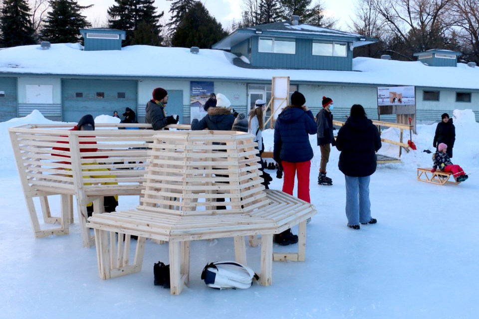 As they do annually, Laurentian University McEwen School of Architecture students have created unique ice station structures that are in place on the Ramsey Lake skating path as of Feb. 7, 2023. 
