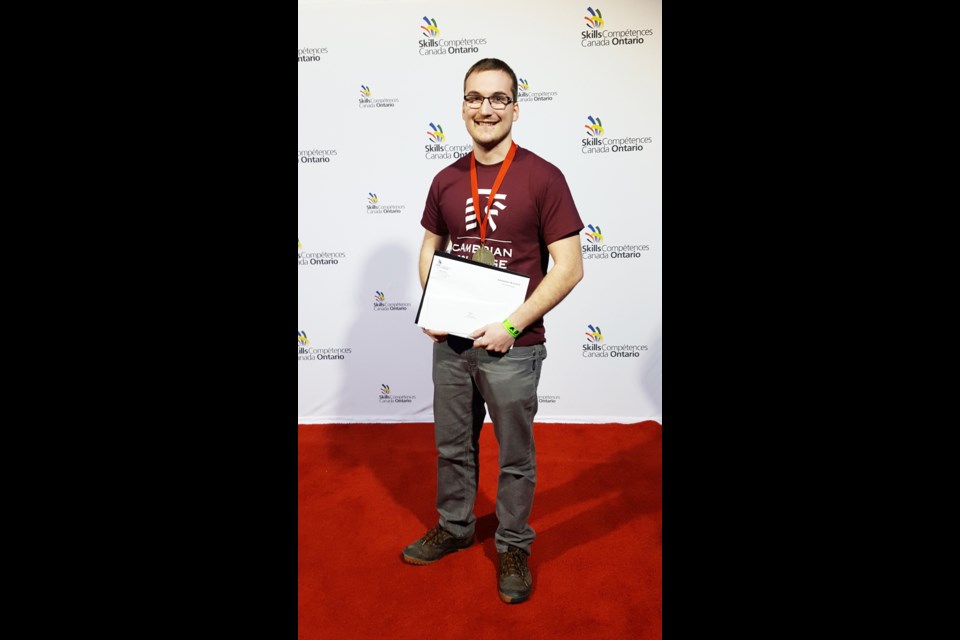 Cambrian College electrical engineering student Maxime Marineau won Gold in Automation and Control at the Skills Ontario Competition. (Cambrian College)