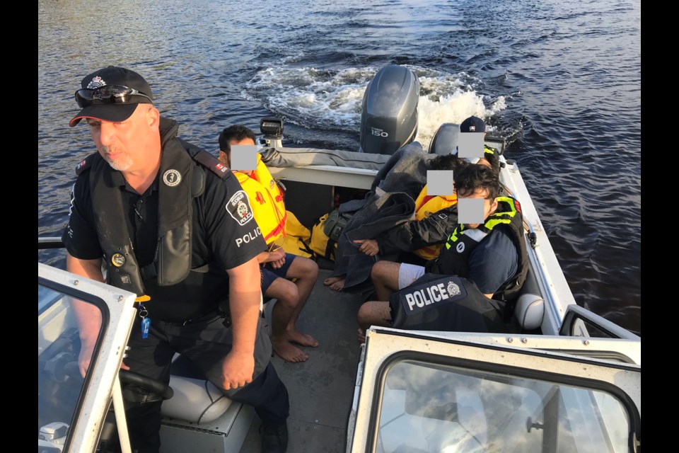 Greater Sudbury Police assisted the Ontario Provincial Police on June 6, locating a party of four in two dinghies who became stranded in the middle of Halfway Lake at Halfway Lake Provincial Park. (GSPS handout)
