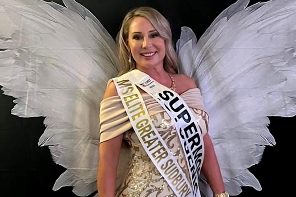 Pageant contestant and business owner Stephanie Fortier sporting the Ms Elite Photogenic and Ms. Elite Supermodel sashes she won at the Mrs. Ms. Regional Empowerment Pageant.