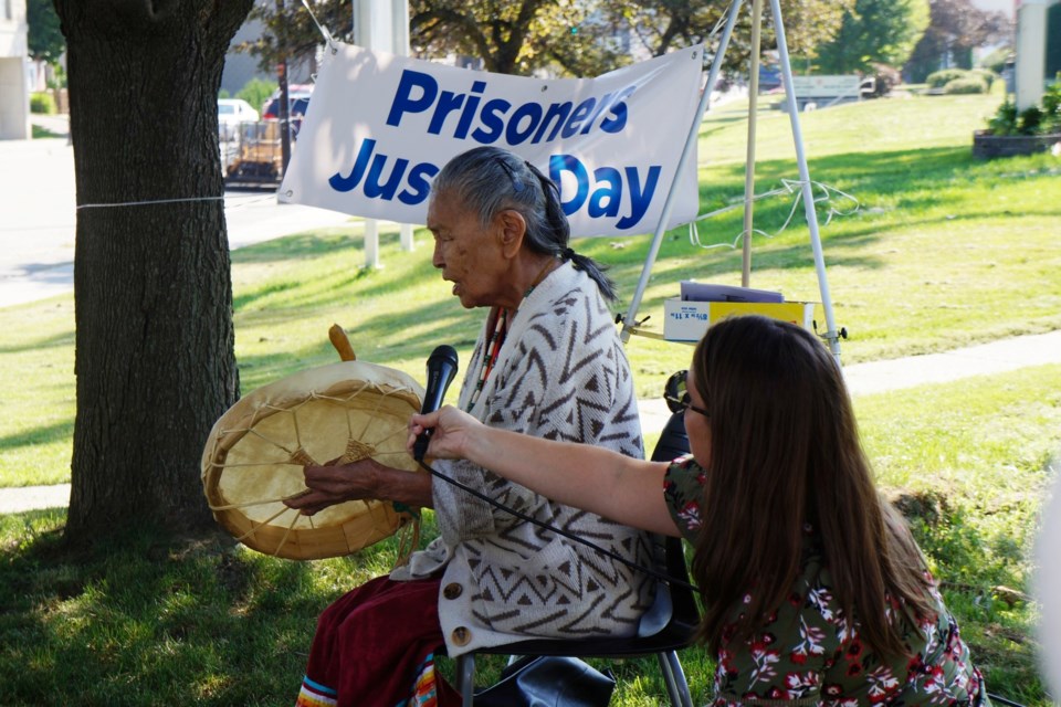 Elder Winnie Pitawanakwat opened and closed the ceremony in a good way with smudging and the singing of both a welcome and travelling song. 