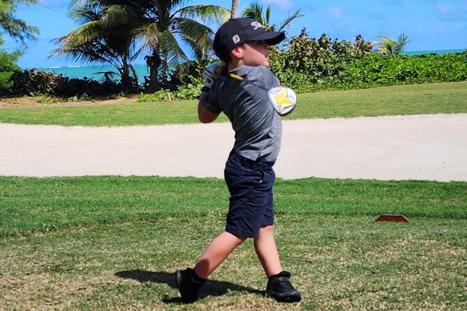 Sudbury area five-year-old Jack Cantin earned his second win in the Little Linksters Best Peewee Golf Swing in the World competition, held in Florida in September. He first won the competition when he was two years old in 2020.