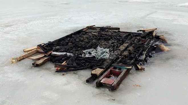 Ward 5 Coun. Robert Kirwan took to Facebook (as he often does) to express his frustration and disappointment regarding an ice hut that burned on Whitson Lake recently. (Facebook.com / Valley East Today)