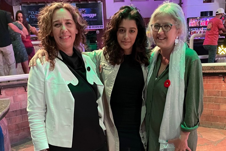 Sudbury climate activist Sophia Mathur (centre) and her mother Cathy Orlando (right) at the 27th Conference of the Parties (COP27) in Sharm-el-Sheikh, Egypt with Tzeporah Berman, chair of the Fossil Fuel Non-Proliferation Treaty.