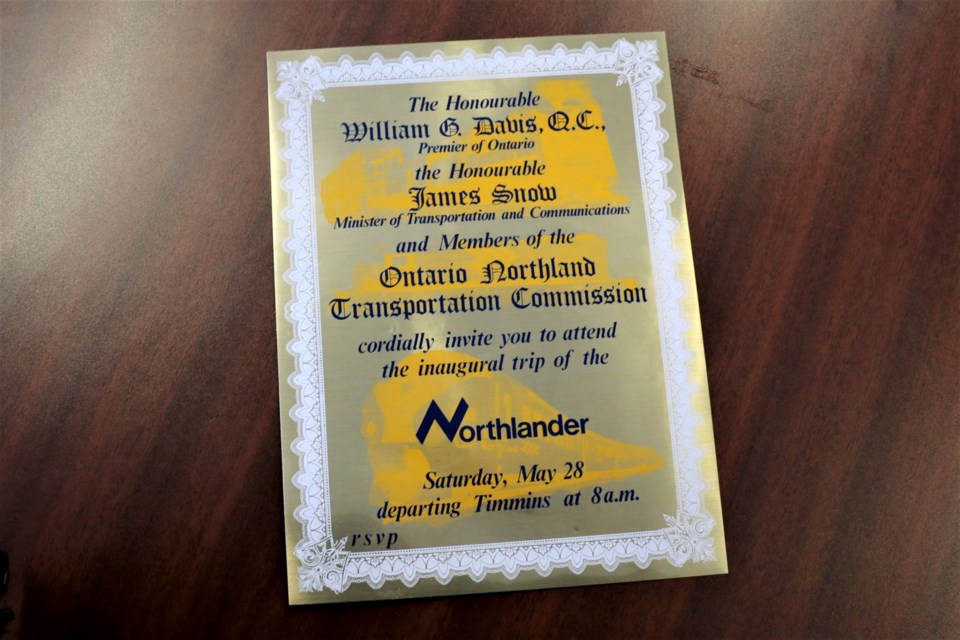 A commemorative poster from the Premier's Office served as an invitation for the inaugural run of the Northlander Train.