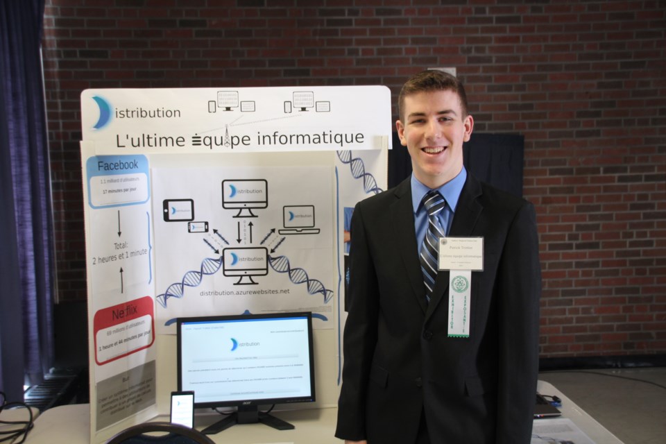Patrick Trottier, a Grade 11 student at Collège Notre-Dame, will be competing for the second time at Canada-Wide Science Fair. This year, his project is entitled “The Ultimate Computer Team,” (L’ultime équipe informatique). Supplied photo.

