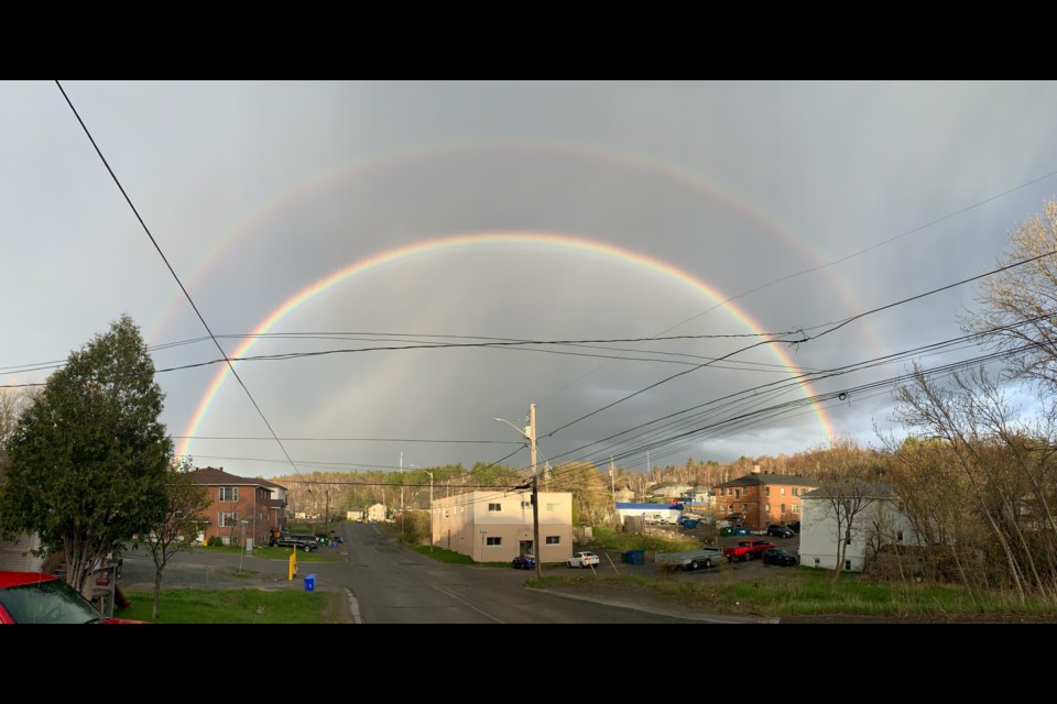 Sudbury.com reader Bobbi-Joe Maltais snapped this image of the double rainbow while looking east on Cochrane Street, off The Kingsway.