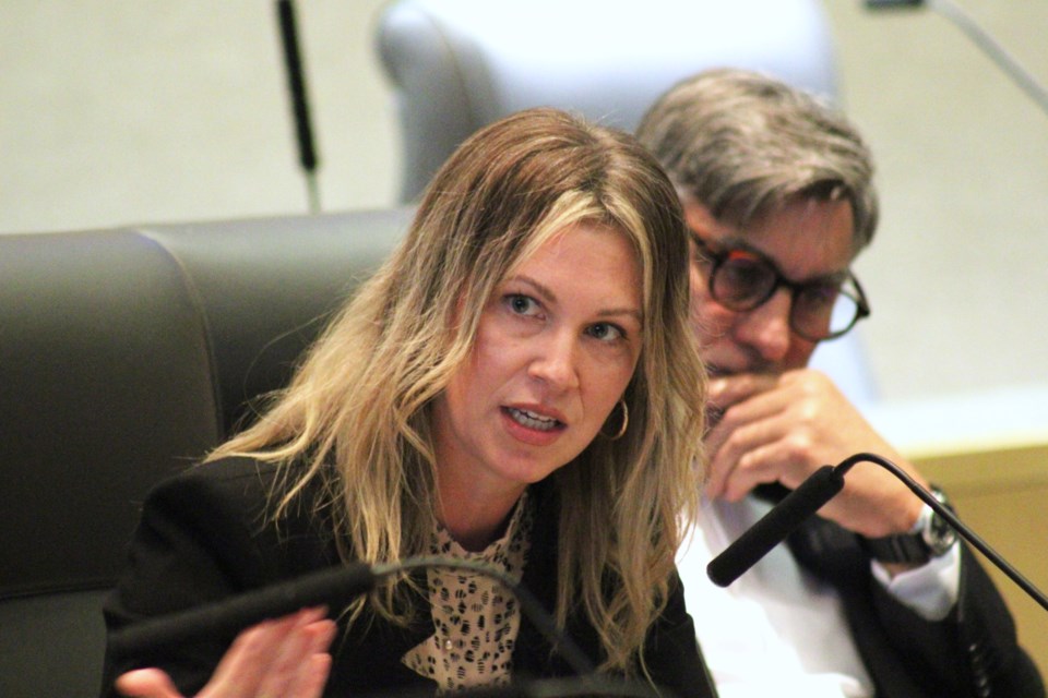 Bélanger Salach Architecture partner Amber Salach speaks at the Oct. 12 meeting of the Future-Ready Development Services Ad-Hoc Committee of city council.