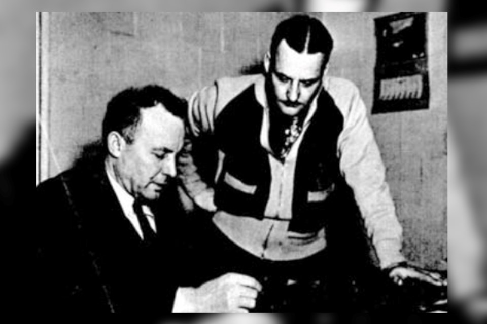 Lively was named to honour veteran miner Charles Lively (sitting), shown with foreman Casey Jones in 1947.