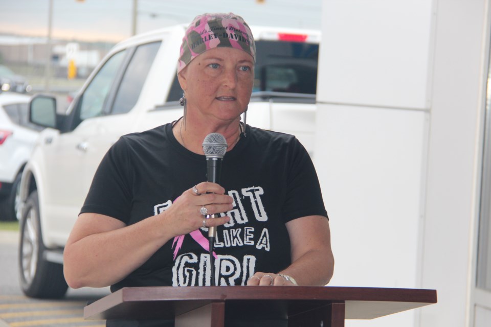 Breast cancer survivor Kathy Beck was the guest speaker of the Tuesday launch of CIBC Run for the Cure. Photo by Heidi Ulrichsen.