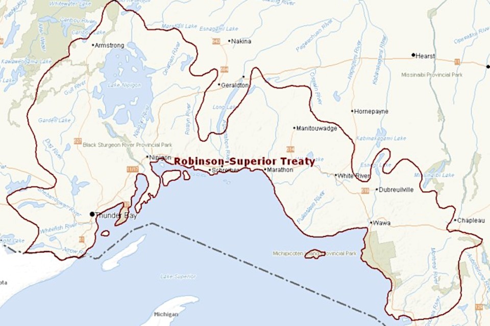 A map of the area governed by the Robinson Superior Treaty. 