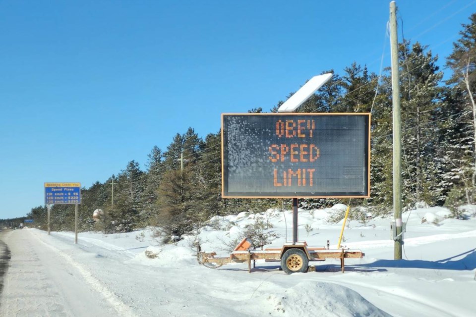 An example of the electronic signs the province has put in place in various locations throughout Northern Ontario.