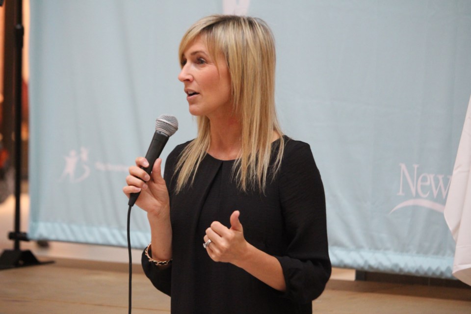 Alicia Woods, the founder of local company Covergalls, spoke about her experience as a female entrepreneur in the male-dominated mining sector during a BeYou event at the New Sudbury Centre Saturday afternoon. Photo by Jonathan Migneault.